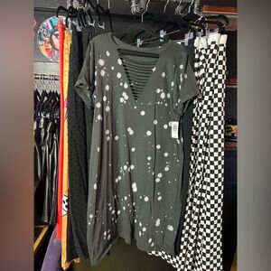 Torrid Distressed Black and White Splatter Dress